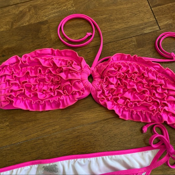 Express Swim Neon Hot Pink Ruffle Bikini - Picture 5 of 6